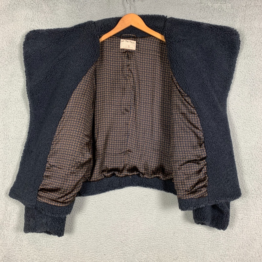 We The Free Izzy Wrap Teddy Jacket Womens XL Navy‎ Sherpa Plush Cozy Free People - Picture 7 of 13